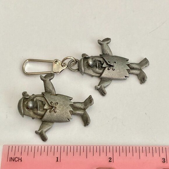 Vtg Fred Barney Flintstone Pin Zipper Pull Set Warner Bros Purse Backpack Charm - Picture 10 of 10